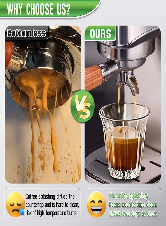 Portafilter - Dual Spout Siam Rosewood Grip 304 Stainless Steel Basket