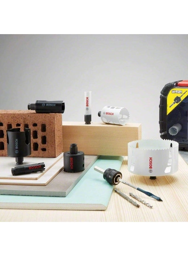 Holesaw Set - 25, 32, 38, 44, 51, 57, 63, and 68 mm wood, softwood, veneered wood, and laminated chipboard