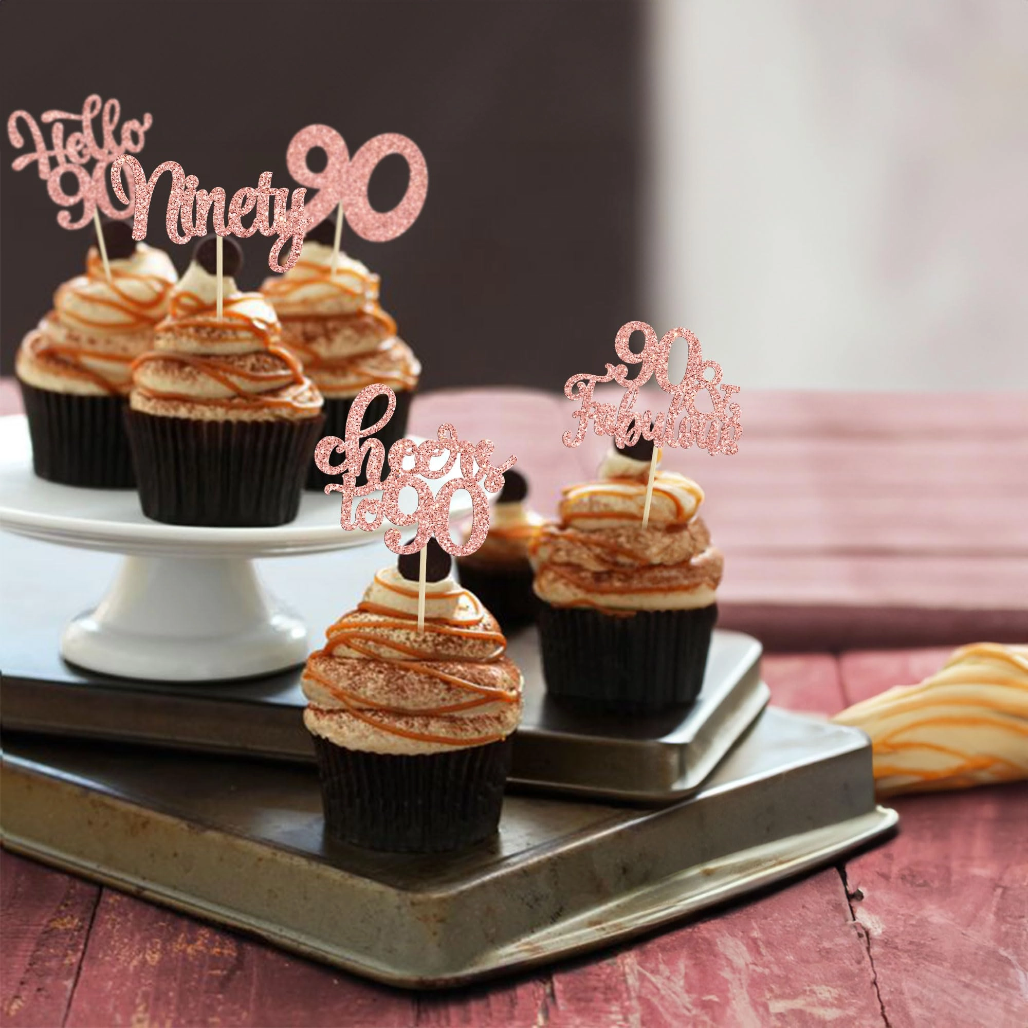 Happy 90th Birthday Cupcake Toppers - 30.0 count Birthday