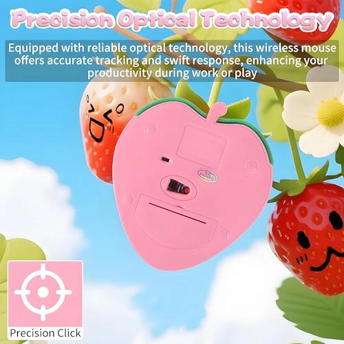 Cute Strawberry Wireless Mouse - Wireless
