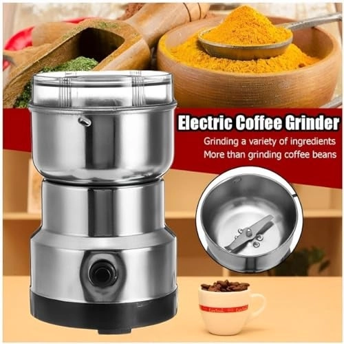 Mini Electric Grinder - for Coffee & Spices Stainless Steel Cup