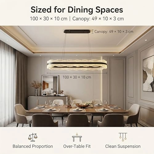 LED Ring Chandelier Oval - 3000K/4500K/6000K Stepless Dimming