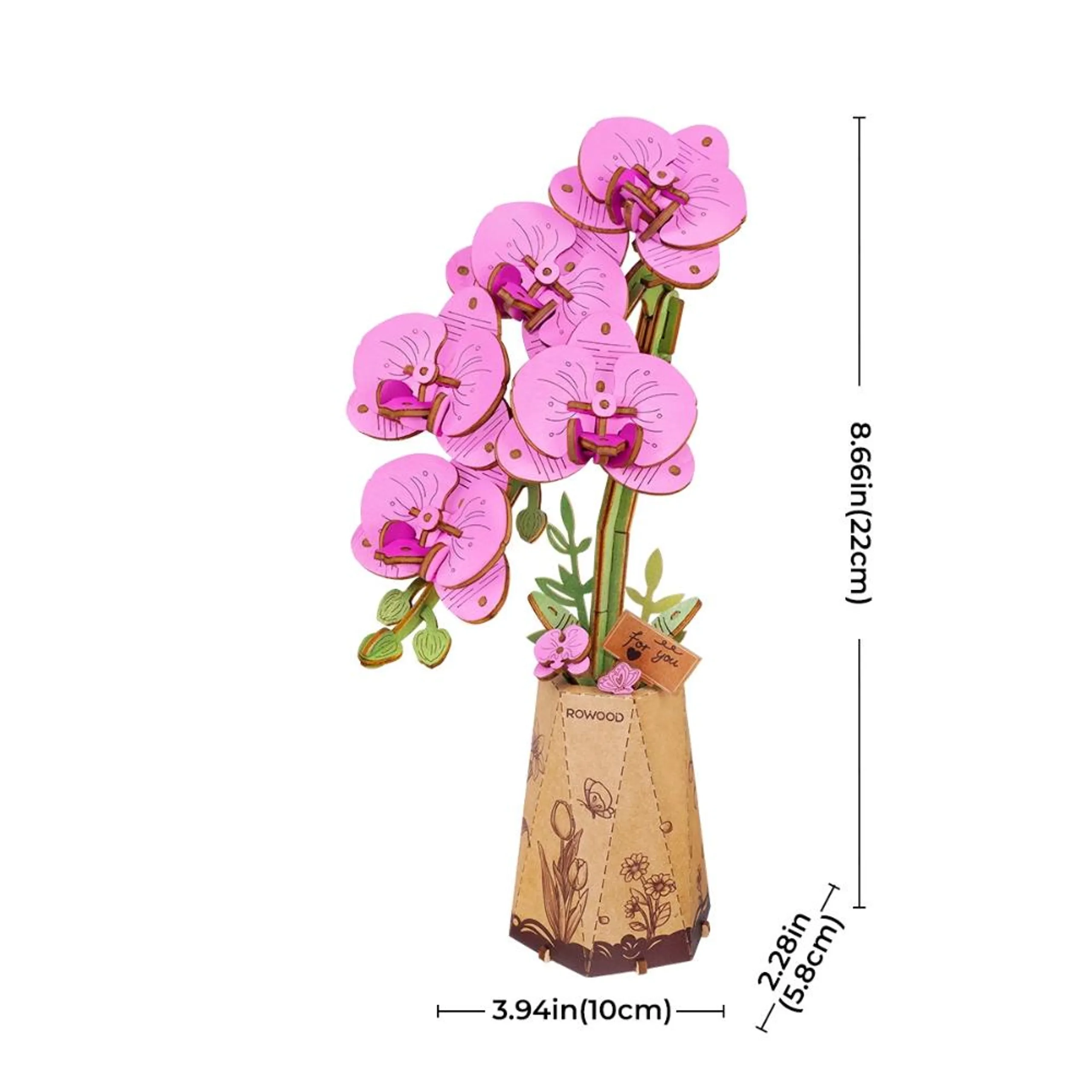 DIY Wooden Bloom Craft Purple Moth Orchid - 132 Pc