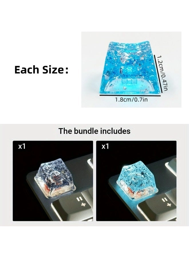 Crystal Style Resin Key Cap - 2PCS 12mm Black＆Blue