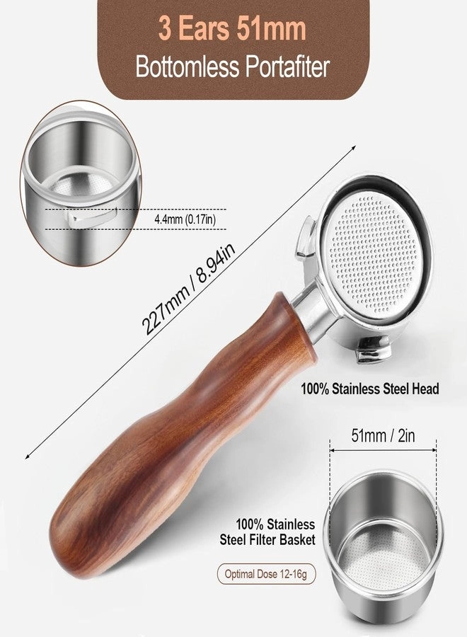 Bottomless Portafilter - 51mm Stainless Steel 3 Ears