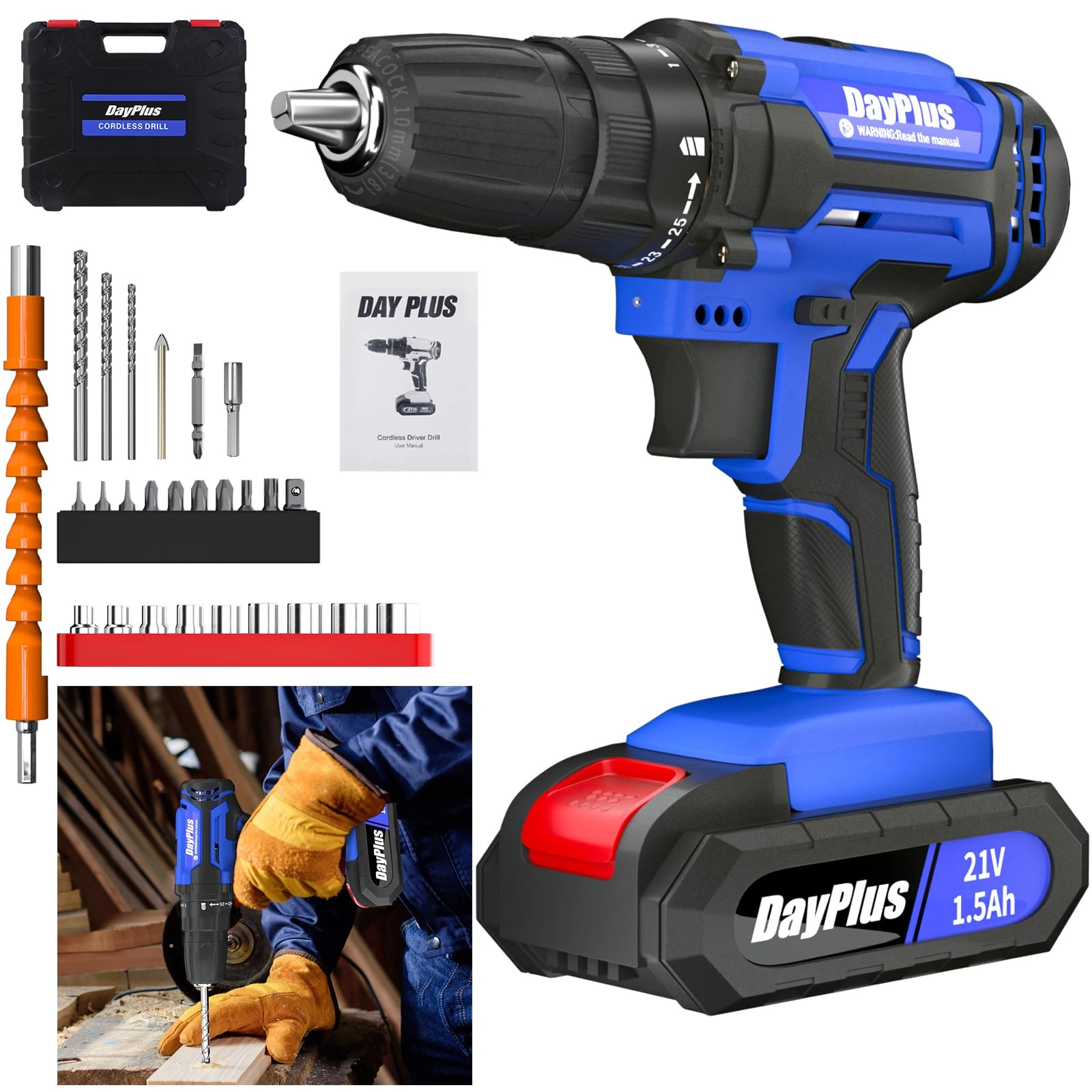 Cordless Drill - 21V 45Nm 26pcs Bits