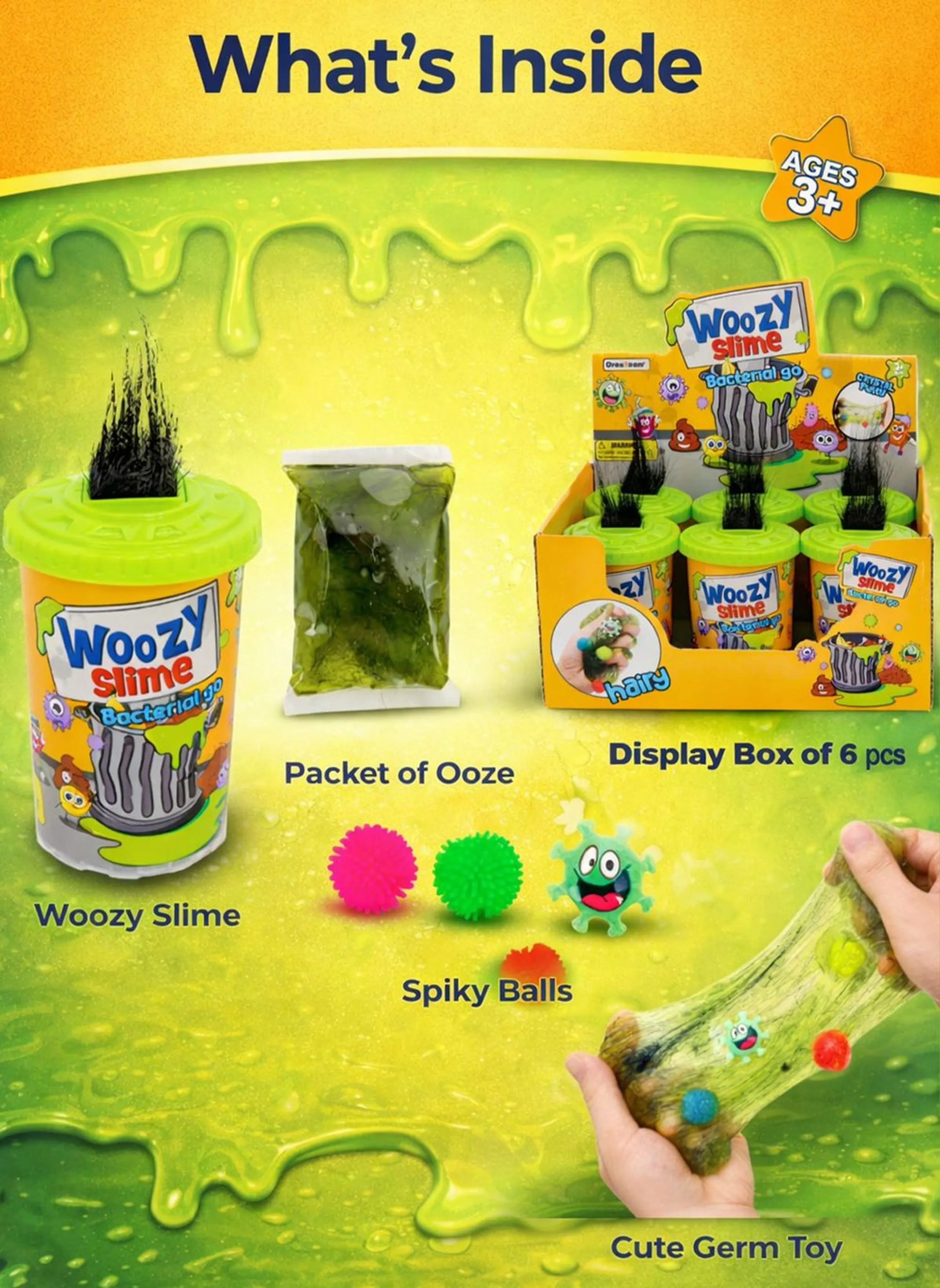 Woozy Slime Hair Style - 3+ years 6 pcs