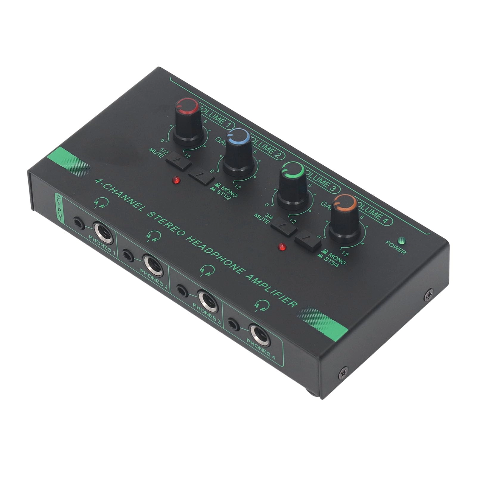 Yunseity 4 Channel Headphone Amplifier - Mini Metal 6.35mm Output 7 Color Breathing Light