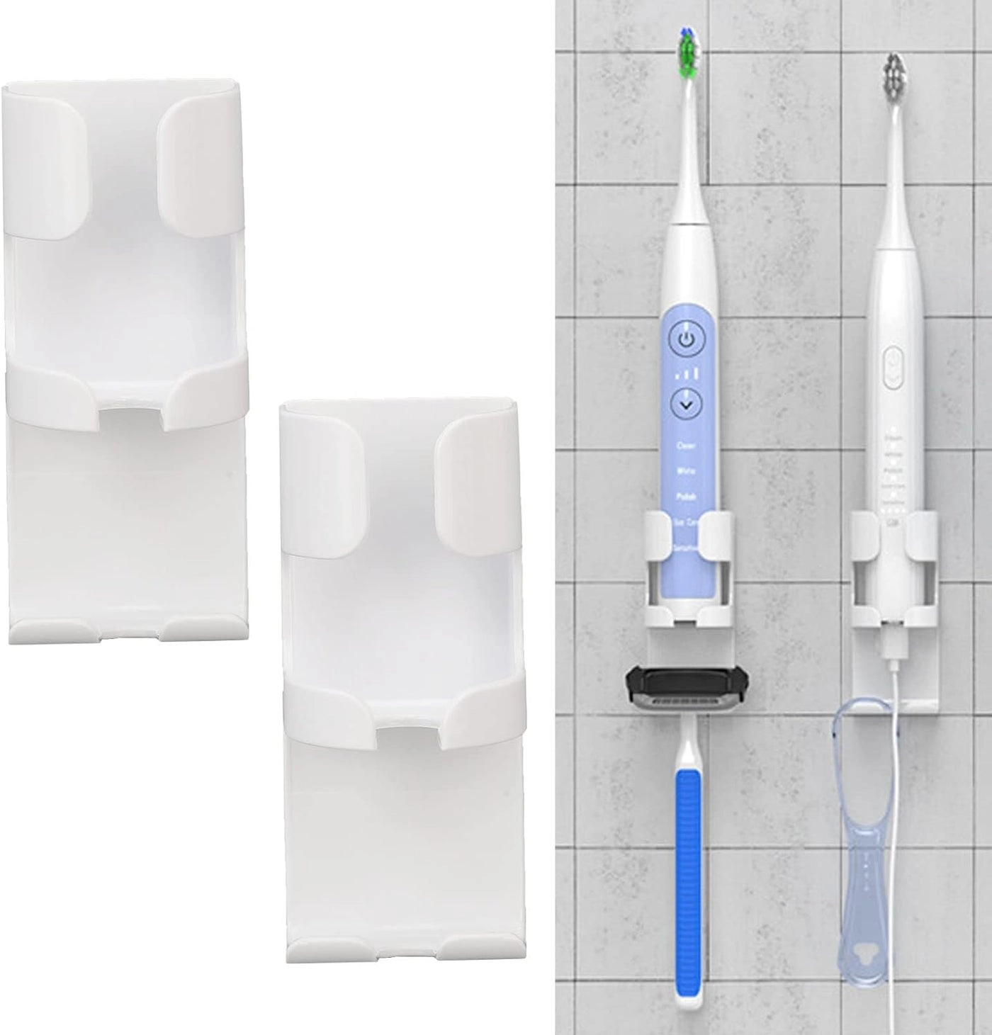 Toothbrush Wall Holder - Wall Mounted 2 Pcs