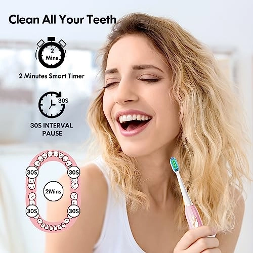 Sonic Toothbrush - 5 Cleaning Modes 9 Brush Heads