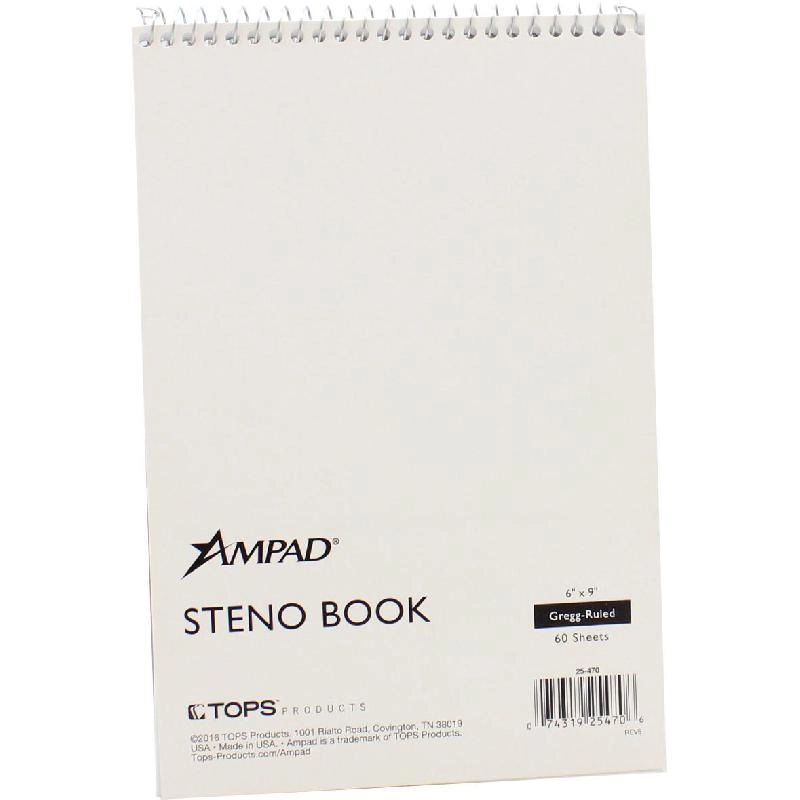 Steno Notebook 6 X 9 in Spiral - Lined 80 Sheets