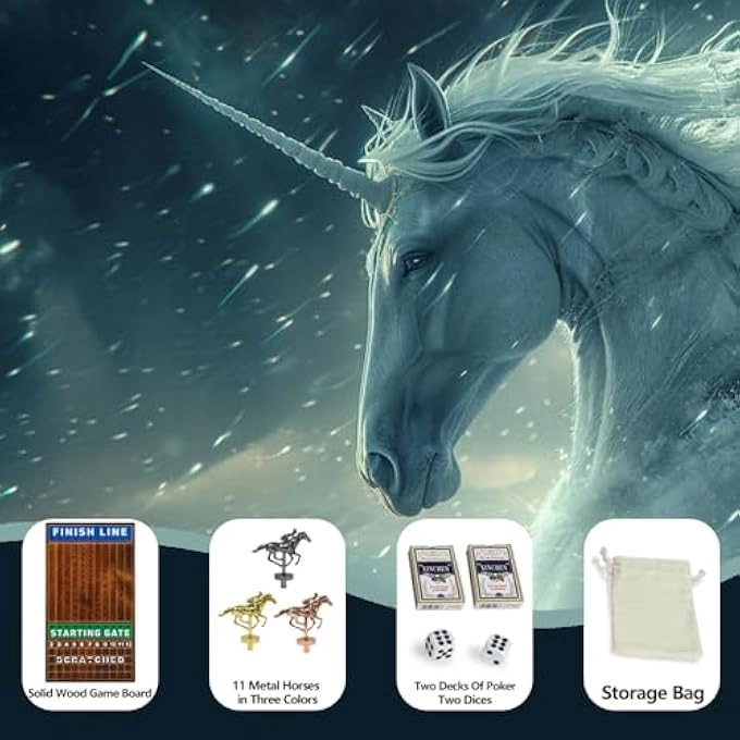 Horse Race Board Game - 11 Horses 4 Dice Solid Wood