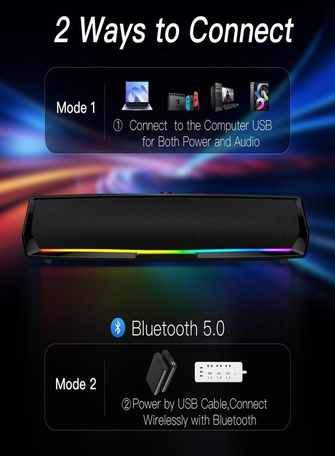 Computer Speakers - Easy Knob Touch Lights USB AUX Plug and Play