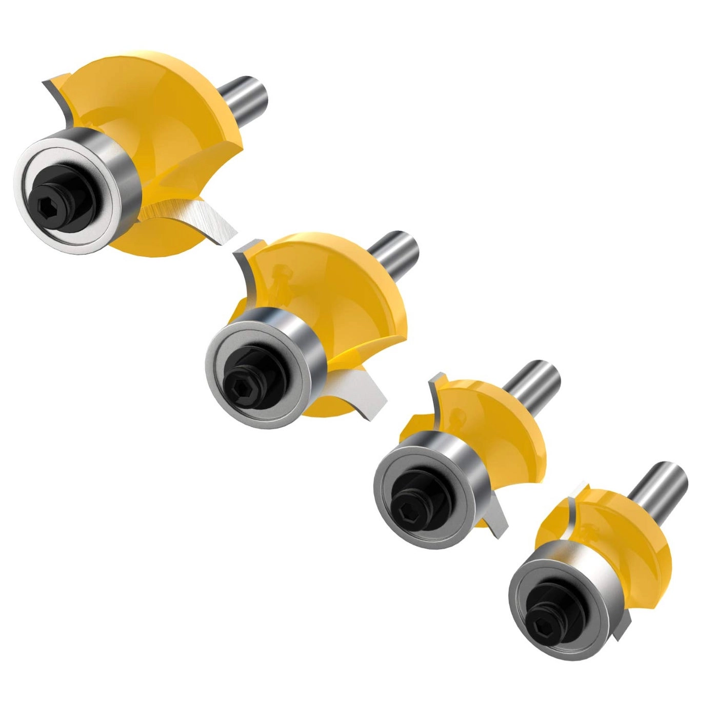 Roundover Router Bit Set - 1/4 Inch (6.35mm) 4Pcs