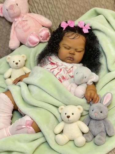 Zero Pam Reborn Baby Doll - 19 Inch Cloth Body Black Curly Hair Ages 3+