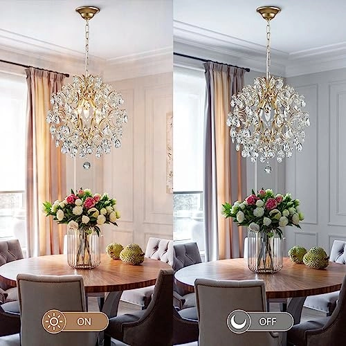 Pendant Chandelier - Crystal Raindrop 3 E14 Bulbs