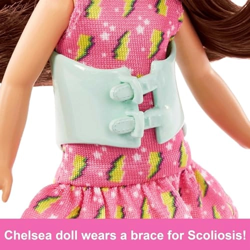 Chelsea Doll - Small Scoliosis brace Pink Lightning Bolt Dress Ages 3+
