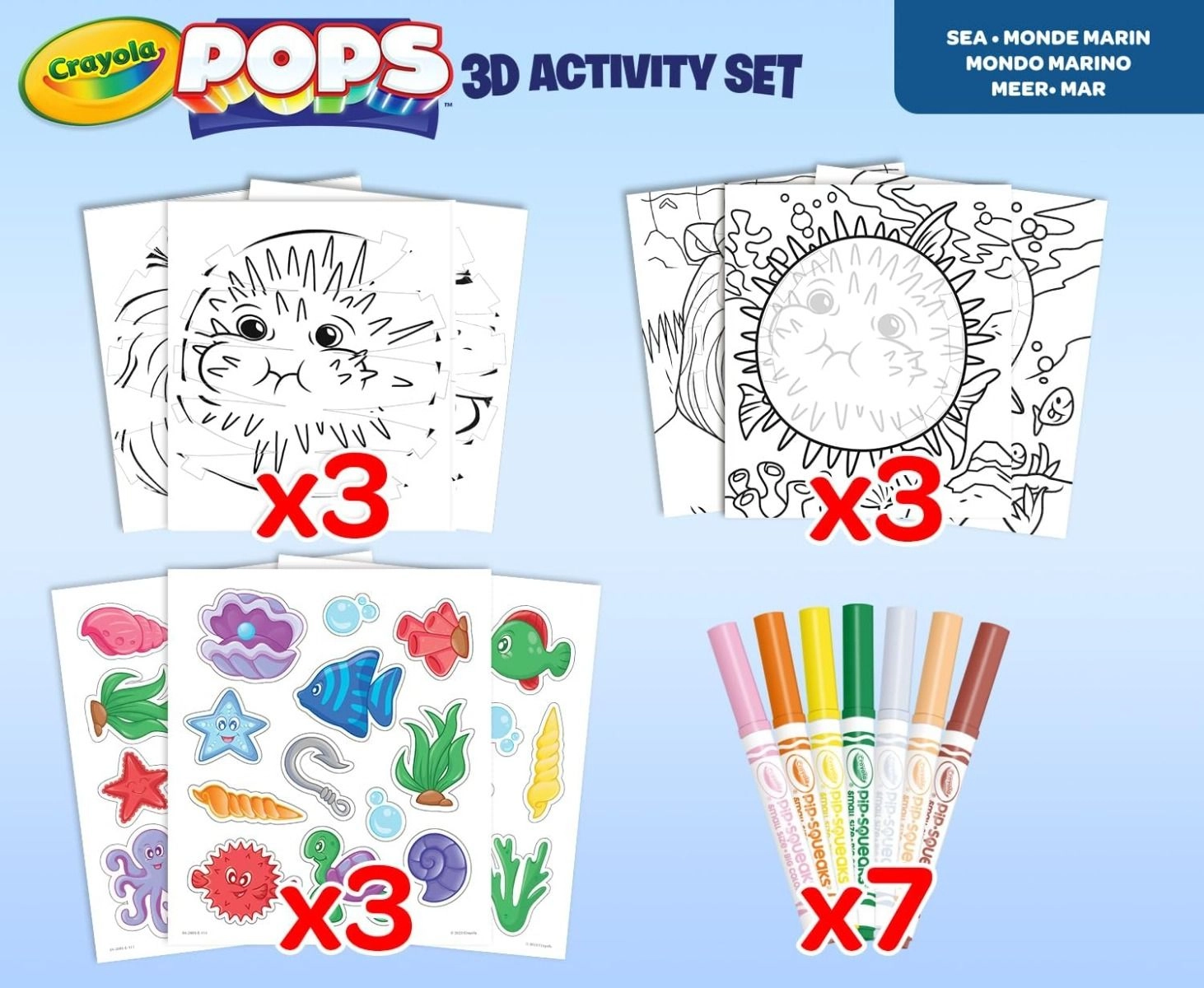 Pops 3D Dinos - 7 washable markers