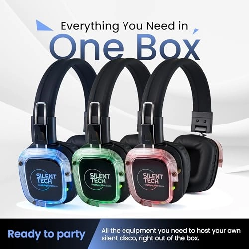 LED Wireless Headphones - 50 + 3-Channel Transmitters + Charging Station - 20
