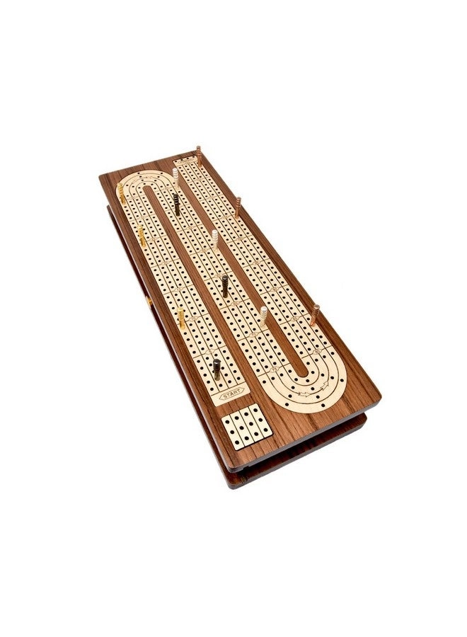 Continuous Cribbage Board - 4 Track Inlaid in Wenge Wood/Maple