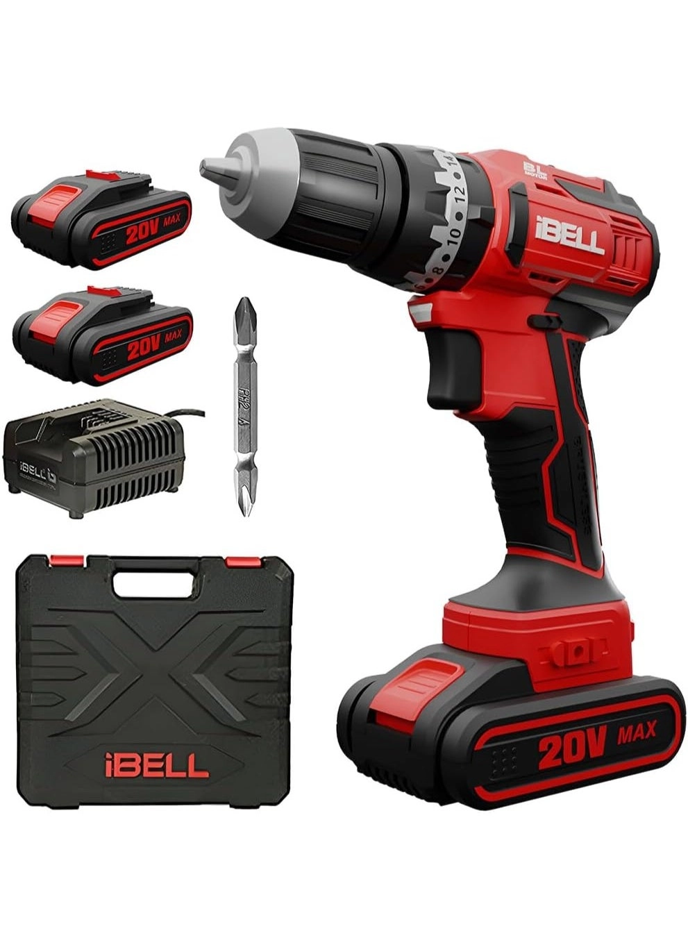 iBELL 20V Brushless Impact Driver Drill Bundle