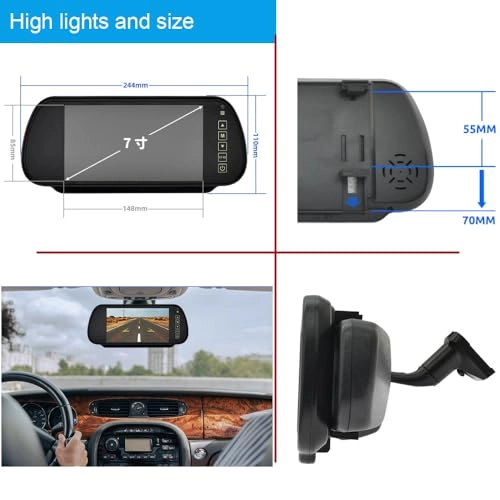 JCJC7892DJTUS - 1280*720 Night Vision + 7" Reverse Mirror - 2 video input