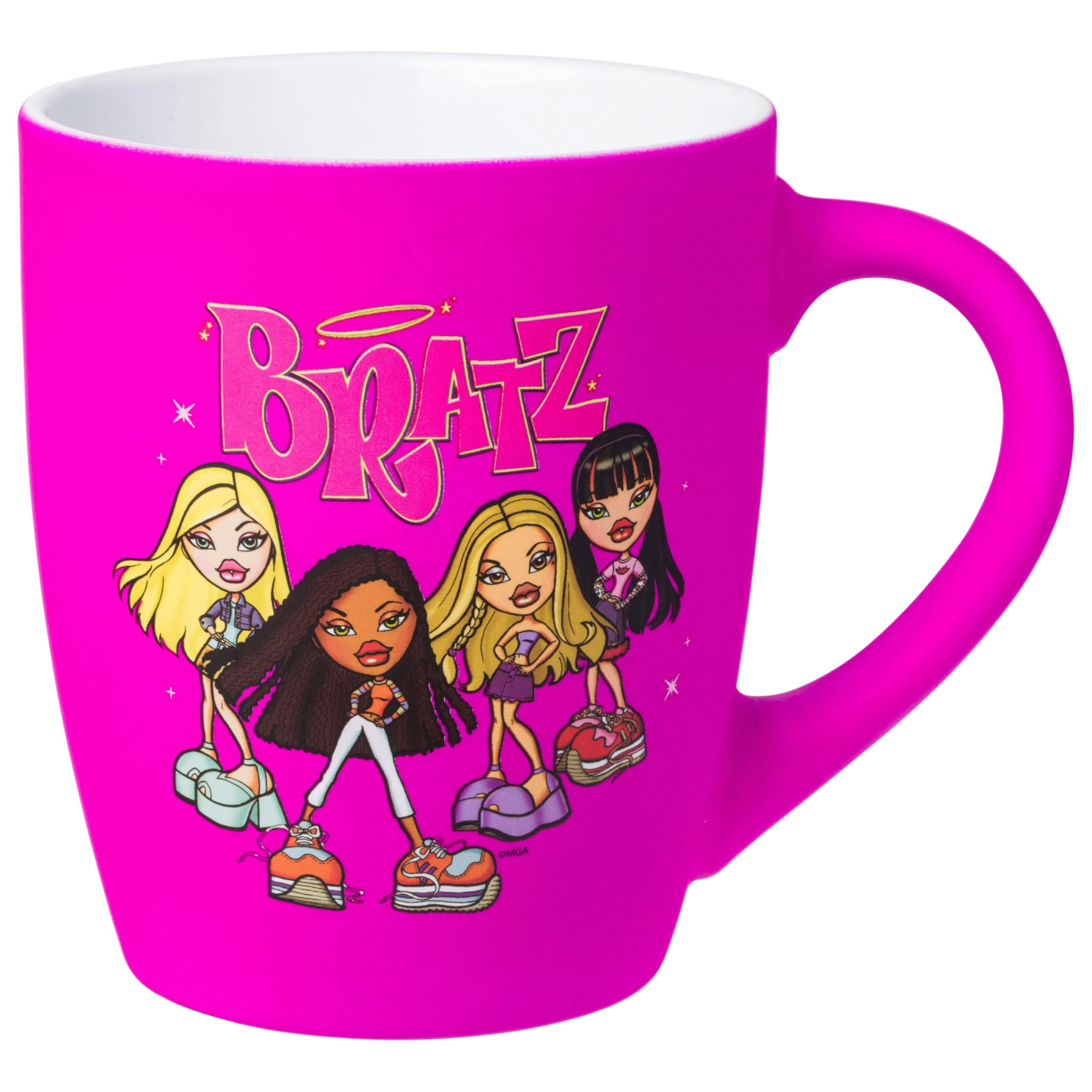 Silver Buffalo Bratz Four Dolls Ceramic Mug - 1 pcs Soft Touch Pink Stars
