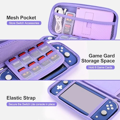 Switch Lite Carrying Case + Switch Game Case + Switch Lite Screen Protector + Switch Thumb Grips