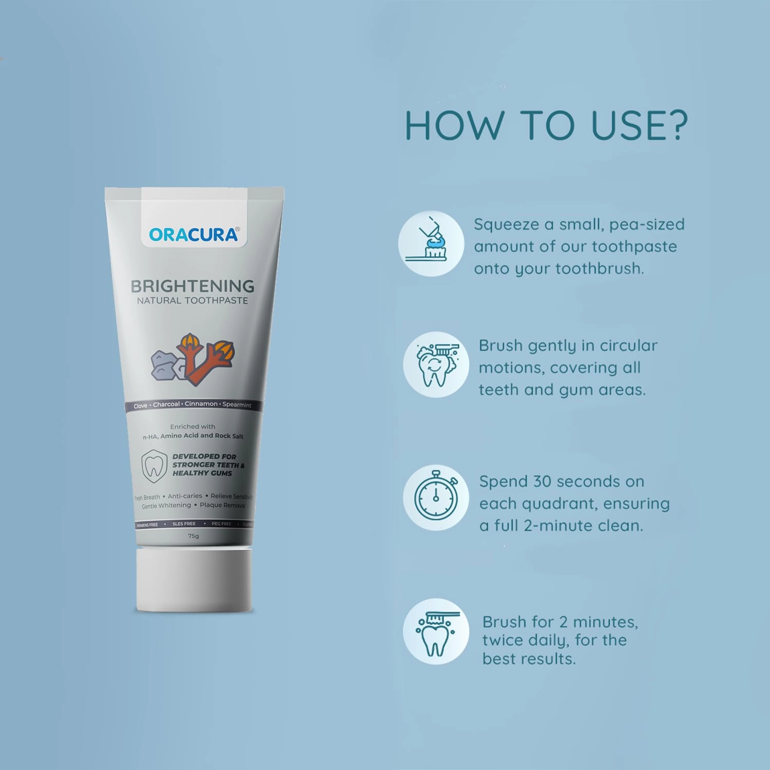 Brightening Natural Charcoal Toothpaste Above 6 Years 75 g