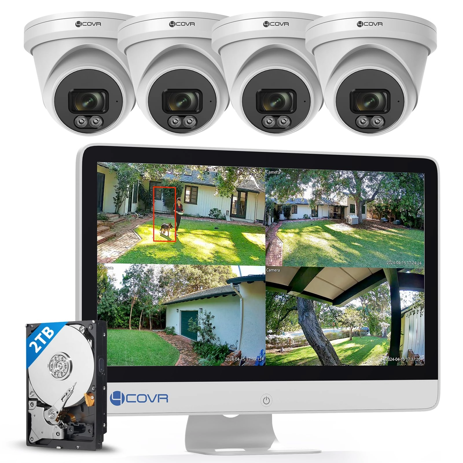 4COVR PoE 4K 8 Channel Security Camera System - 4Pcs 8MP