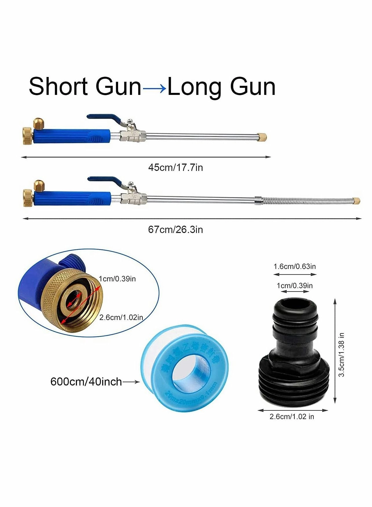 High Pressure Washer Kit - 18 Inch Wand 2 Hose Nozzles