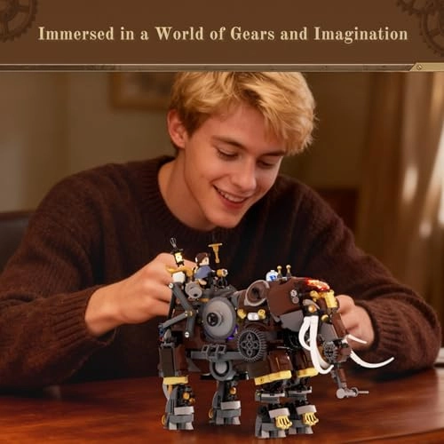 Steampunk Mechanical Elephant - 1700+ blocks LED Light