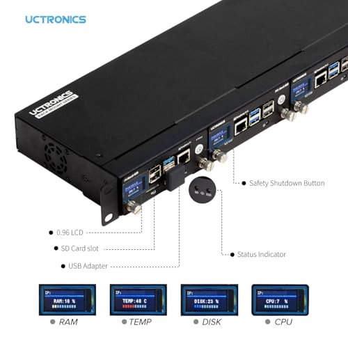 M.2 NVMe SSD Base for Pi5 + SATA Shield for Pi4 + Safe Shutdown + 0.96" Color LCD