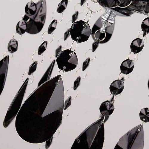 8 Light Italian Chandelier - Black Glass Warm White