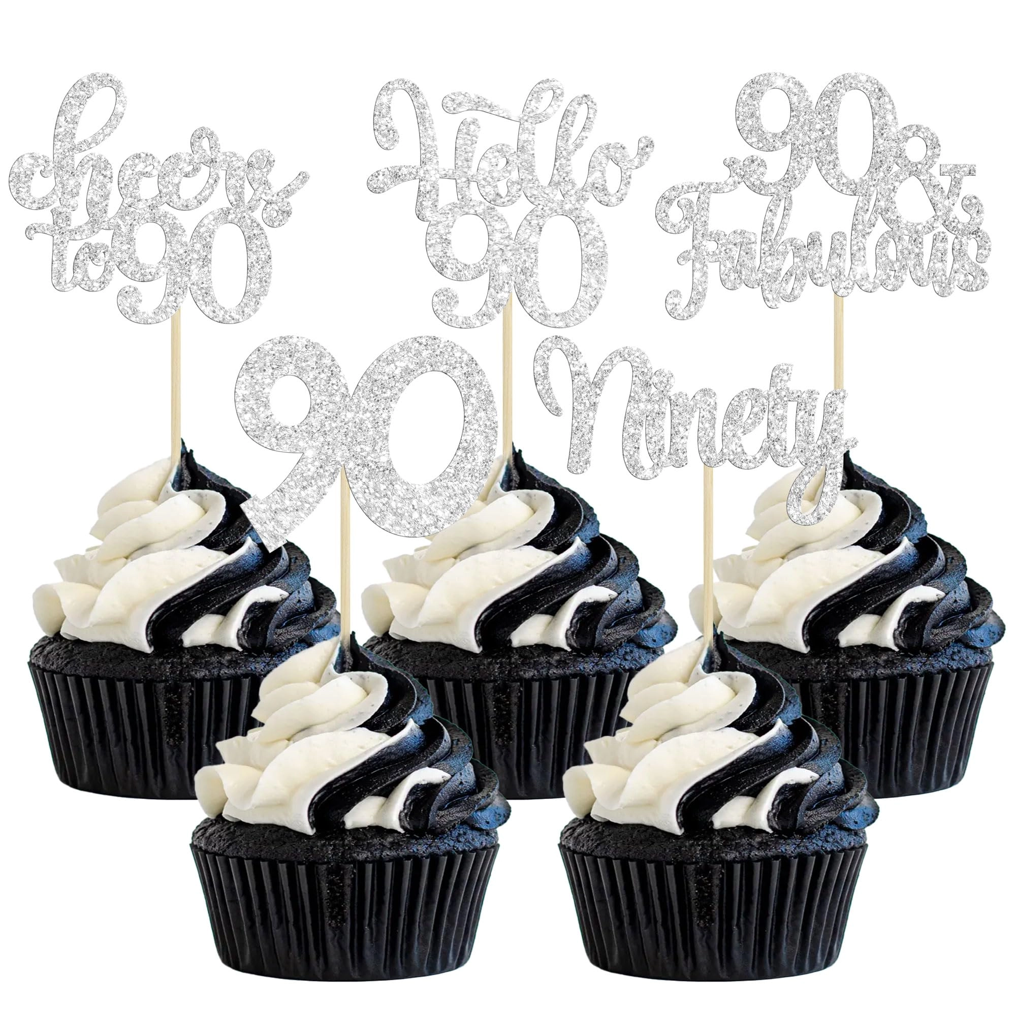 Happy 90th Birthday Cupcake Toppers - 30.0 count Birthday