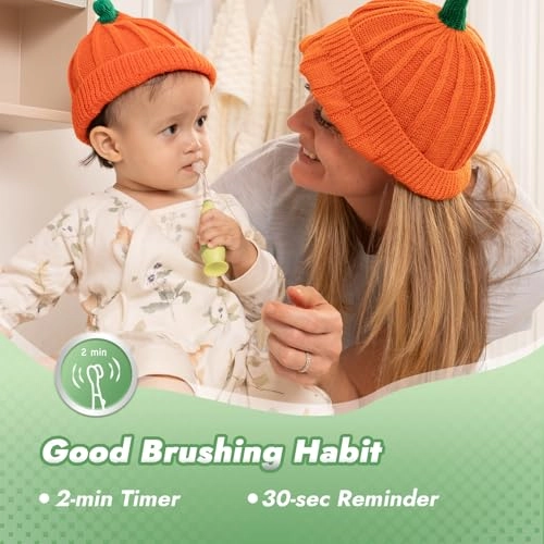 Jo Toddler Sonic Electric Toothbrush - Cute Dino Cover 2 Brush Heads Smart LED Timer