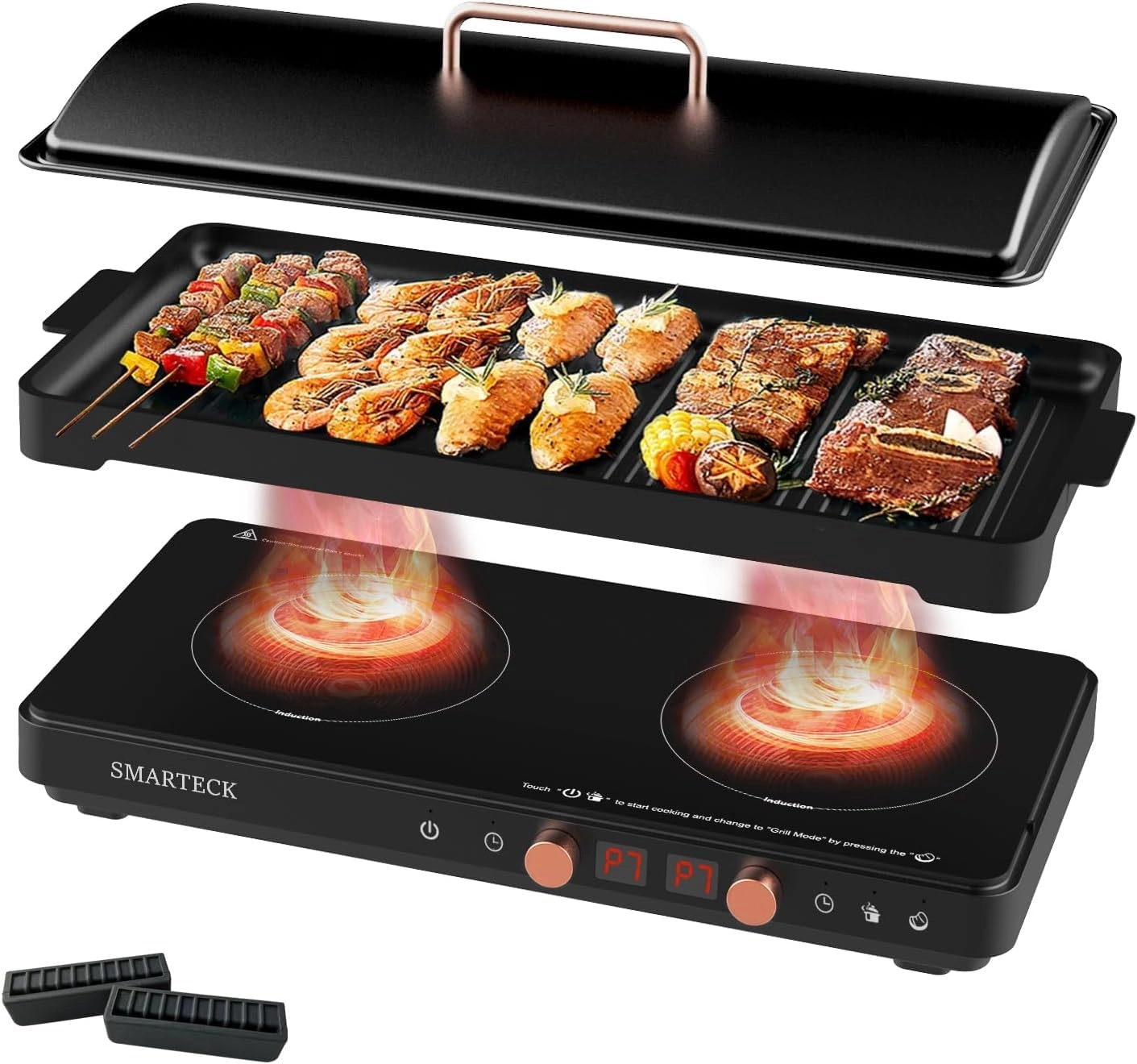 SMARTECK 2-in-1 Electric Griddle & Induction Cooktop - 2 zone(s)