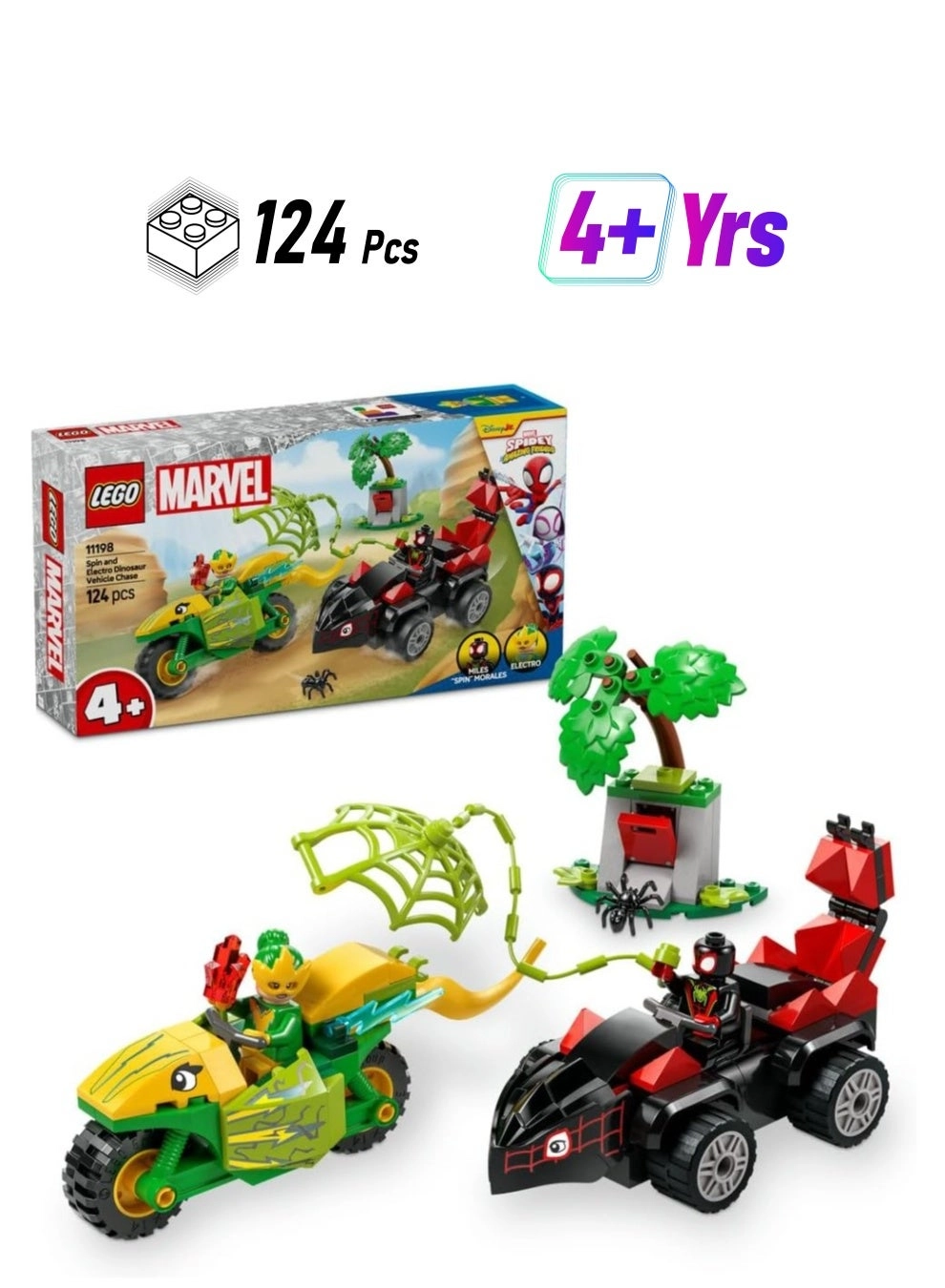 Marvel Spidey & His Amazing Friends Spin & Electro Dinosaur Vehicle Chase