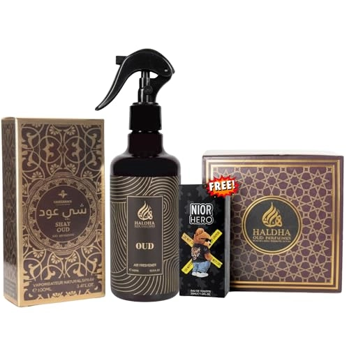 Shay Oud Eau de Parfum - 100ml + Air Freshener - 300ml + Bukhoor - 50g + Noir Hero Pocket - 30ml