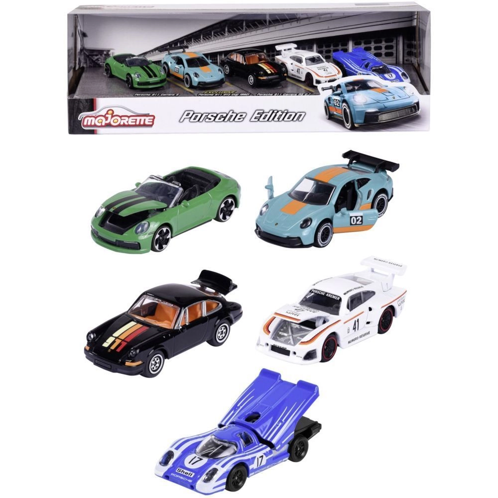 Porsche 917 + Porsche 911 Carrera RS 2.7 + Porsche 911 Carrera S Cabriolet + Porsche 935 K3 + Porsche 911 GT3 Cup (992) - 1:64 5pcs
