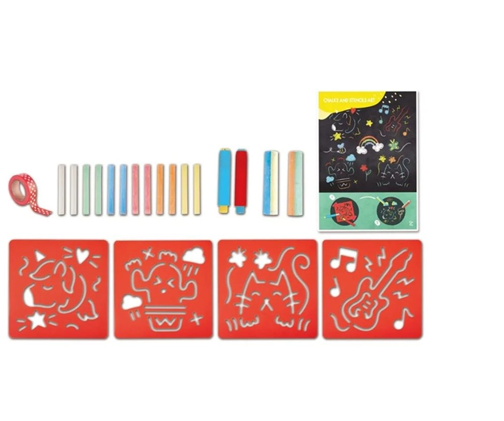 Sponge Painting Fun - stencils paint rollers + Chalks and Stencils Art - chalk stencils