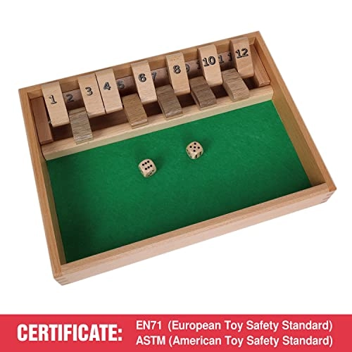 Shut The Box - Wooden 12 Numbers 2 Dice