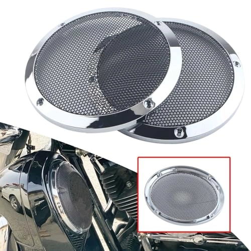 Saddlebag Lid Speaker Grill Cover - Chrome & Black Plastic + steel