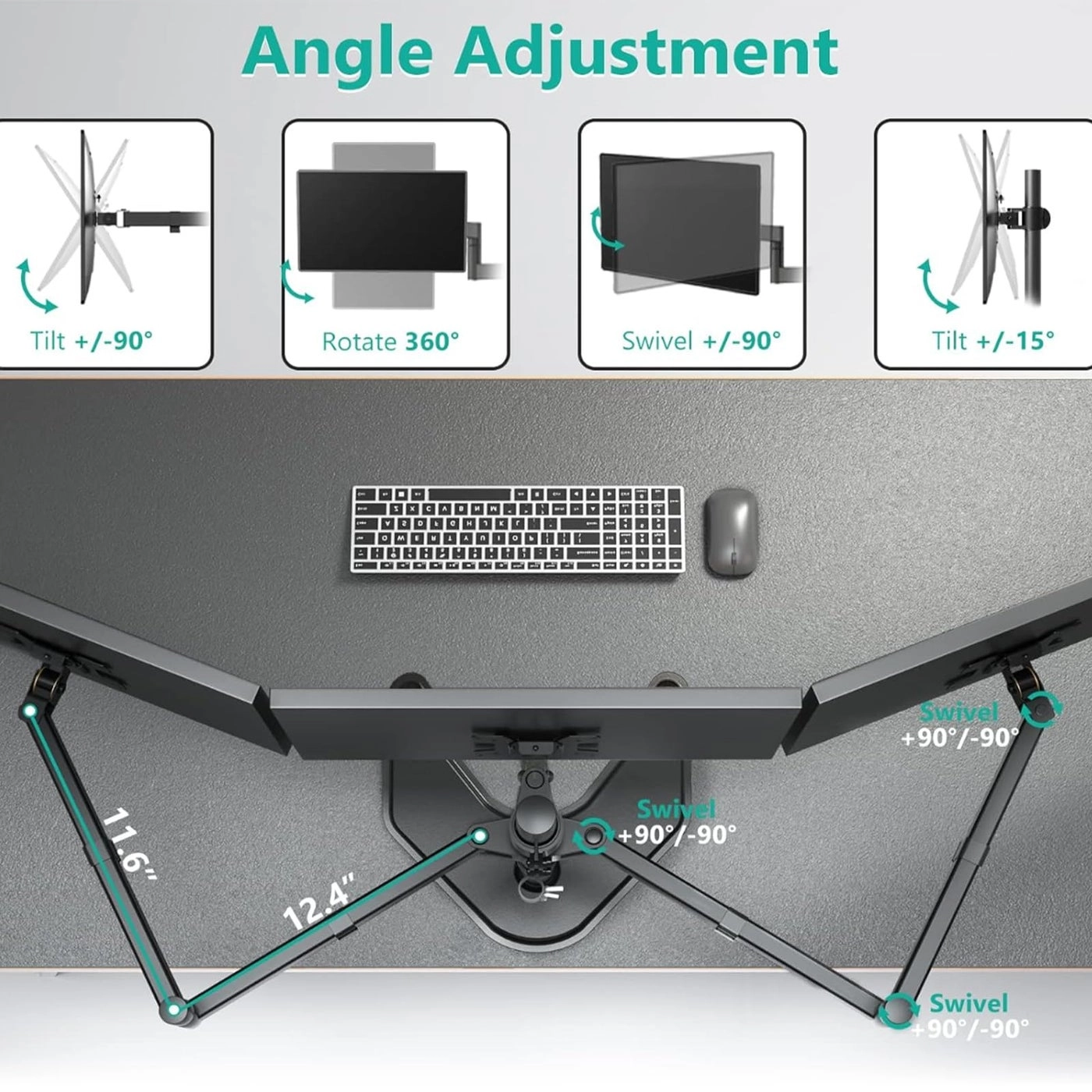 Triple LCD Monitor Desk Mount - 27 inch