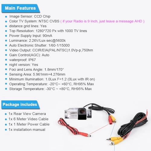 License Plate Light Rear View Reversing Backup Camera - 628x586 pixels