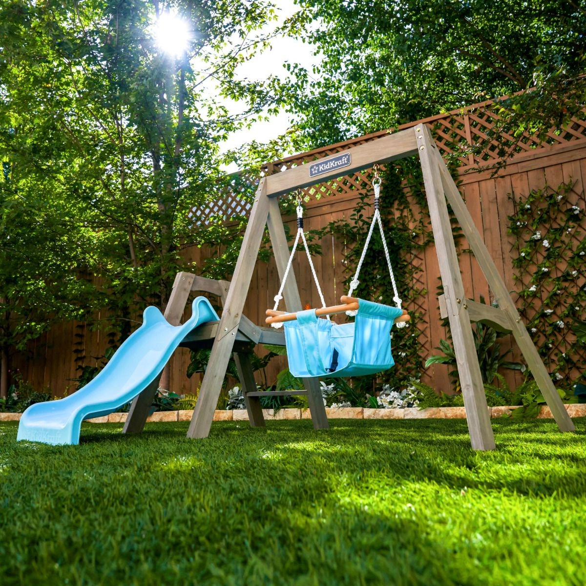 First Play Wooden Swing Set - 18-36 months Wave slide