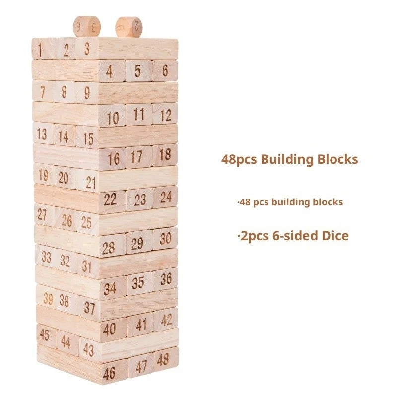 Wooden Building Block Balance Game - Fantasy Sci-Fi 48 pcs