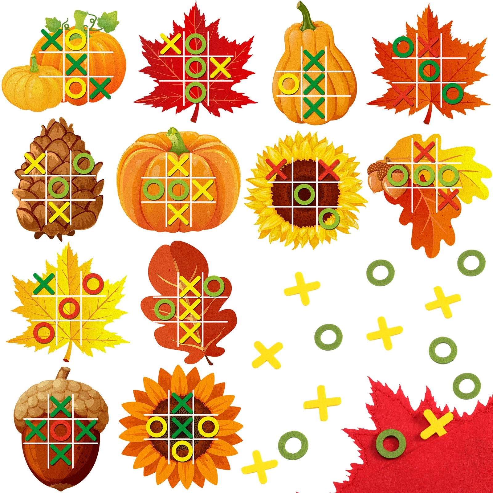 Pumpkin Maple Tic Tac Toe - 24 Fall Party Favors Pack