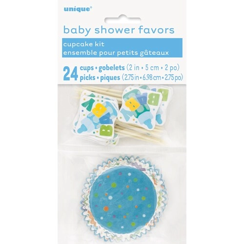 Party Zone Baby Shower Blue Cupcake Kit - 24 pcs