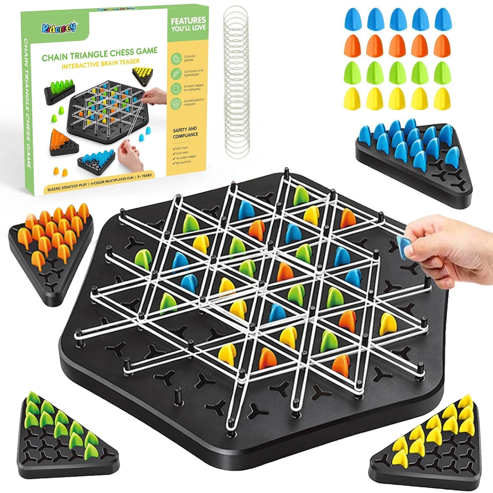 Chain Triangle Chess Game - Multicolor Plastic